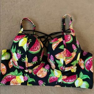 Torrid Cage front strappy Push Up with Padding Fruit Swim Top♥️ Size 3♥️